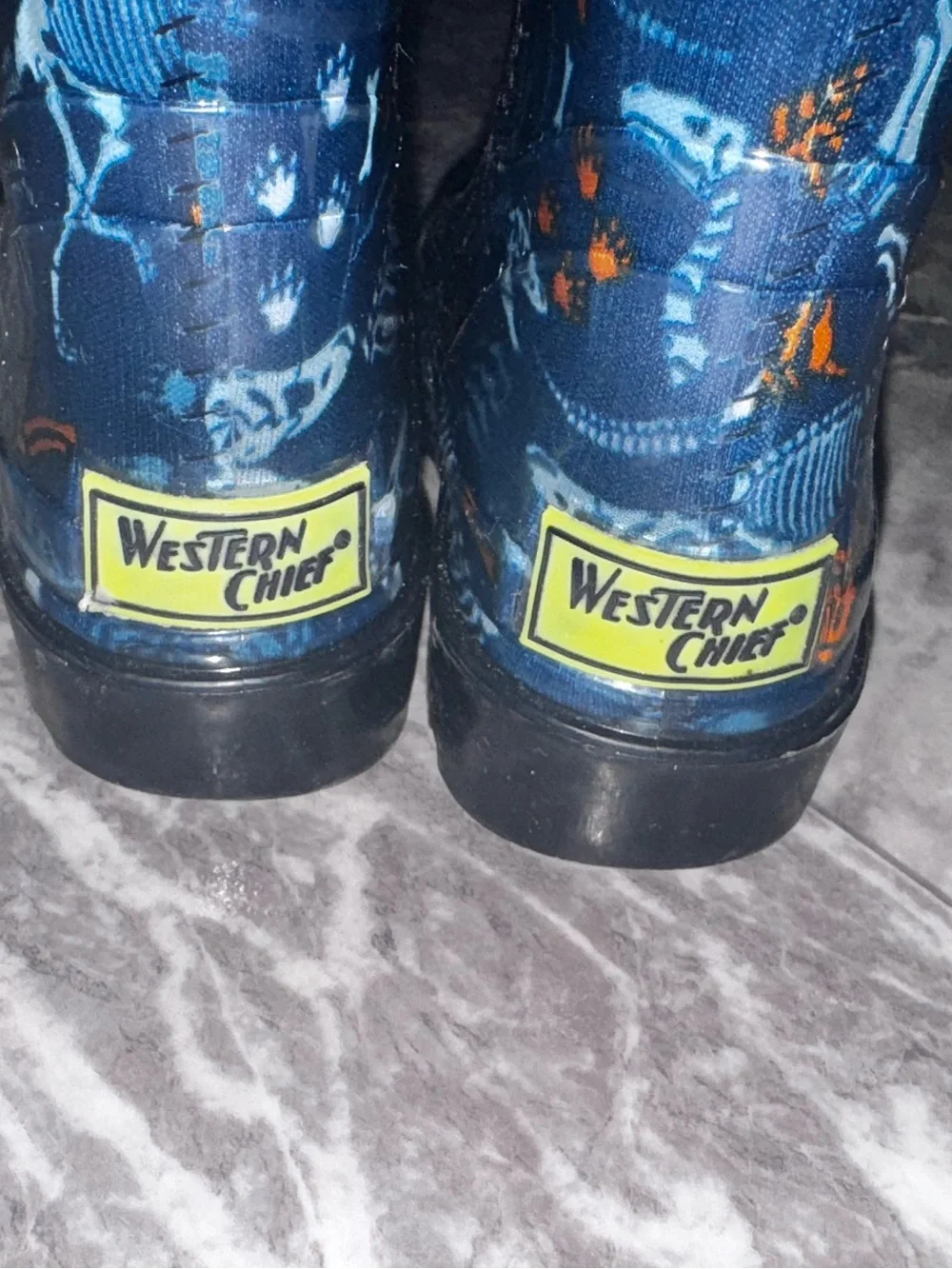 Western Chief Boys Dinosaur Fossil Rain Boots Size 9 Navy Blue